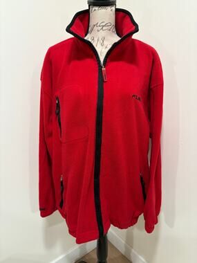 FUBU 90s Y2K Vintage Red Fleece Zip Up Jacket Size Large